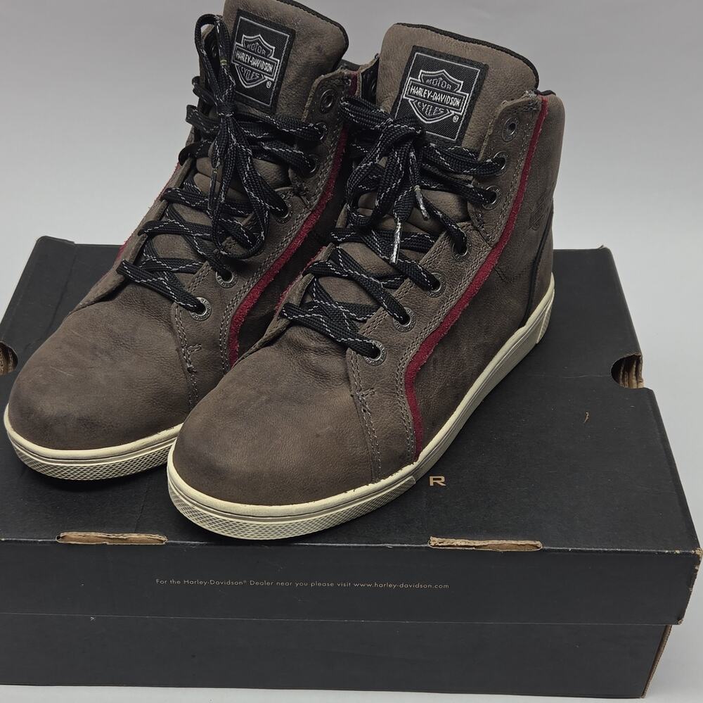 Harley Davidson Women’s 7.5 SUADE High Top Sneakers Gray Moto Boots D87163